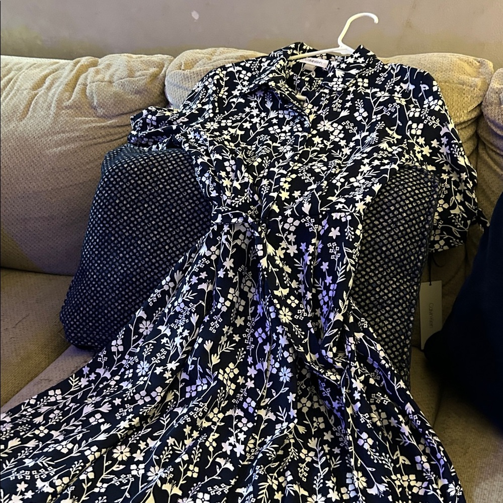 Calvin Klein Black and White Floral Dress